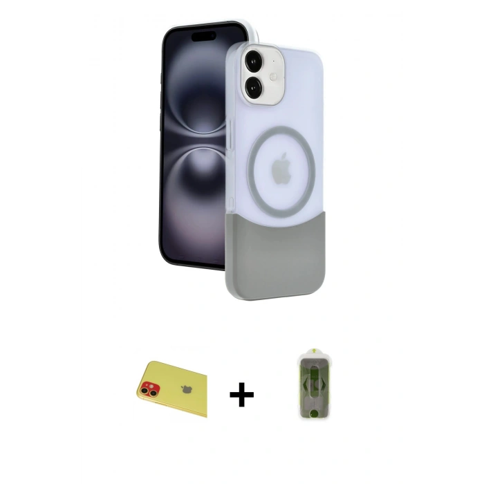 MARSİLYAN™- iPhone 11 Kılıf Kozmos Form Özel Seri - Siyah Joko Magic 5D Hayalet Cam + Rainbow Kamera Lens Koruma Cam - KI