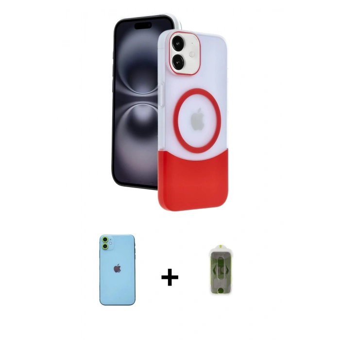 MARSİLYAN™- iPhone 11 Kılıf Kozmos Form Özel Seri - Siyah Joko Magic 5D Hayalet Cam + Neon Fosforlu Kamera Lens - YL