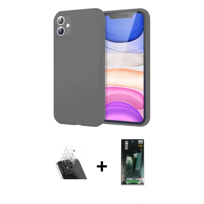 MARSİLYAN™- iPhone 11 Kılıf Kozmos Yansıma Özel Seri - Şeffaf 360 Full Body Arka Koruyucu + Kamera Lens Koruma Cam - SF