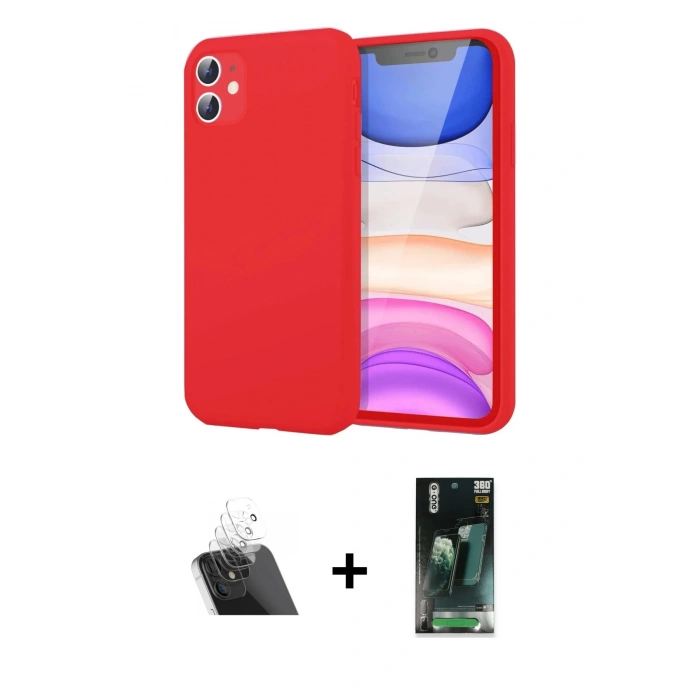 MARSİLYAN™- iPhone 11 Kılıf Kozmos Yansıma Özel Seri - Şeffaf 360 Full Body Arka Koruyucu + Kamera Lens Koruma Cam - SF