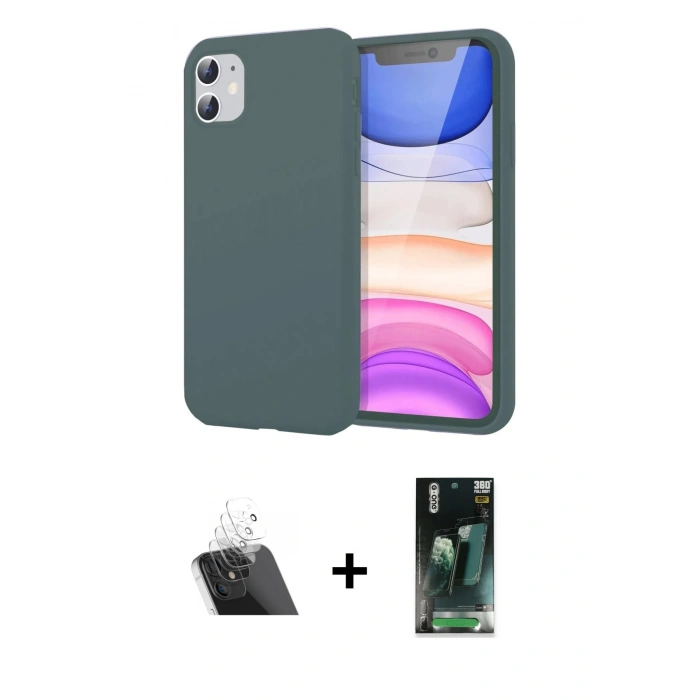 MARSİLYAN™- iPhone 11 Kılıf Kozmos Yansıma Özel Seri - Şeffaf 360 Full Body Arka Koruyucu + Kamera Lens Koruma Cam - SF