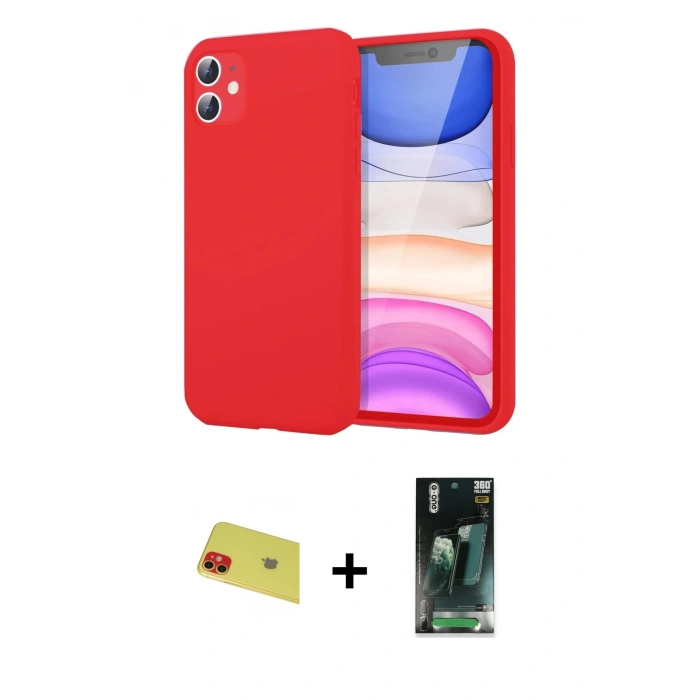 MARSİLYAN™- iPhone 11 Kılıf Kozmos Yansıma Özel Seri - Şeffaf 360 Full Body Arka Koruyucu + Rainbow Kamera Lens Koruma Cam - KI