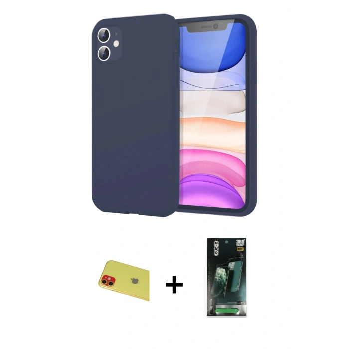 MARSİLYAN™- iPhone 11 Kılıf Kozmos Yansıma Özel Seri - Şeffaf 360 Full Body Arka Koruyucu + Rainbow Kamera Lens Koruma Cam - KI
