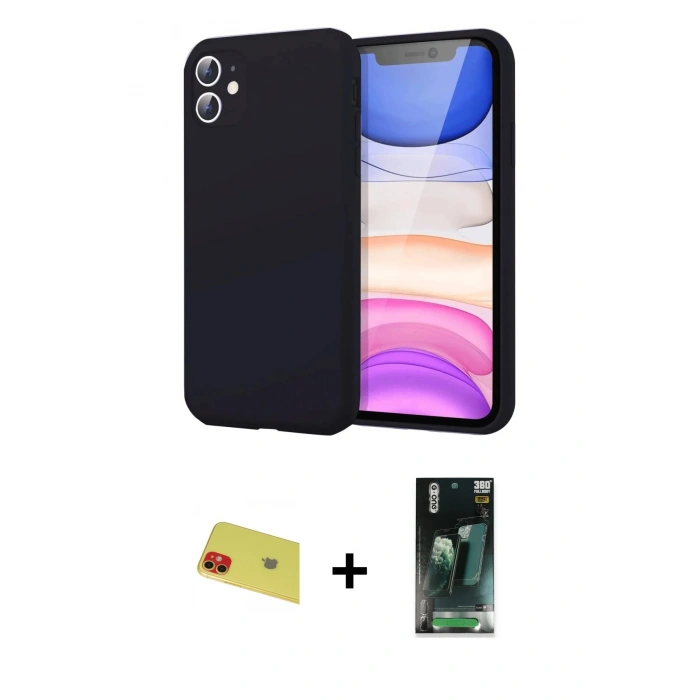 MARSİLYAN™- iPhone 11 Kılıf Kozmos Yansıma Özel Seri - Şeffaf 360 Full Body Arka Koruyucu + Rainbow Kamera Lens Koruma Cam - KI
