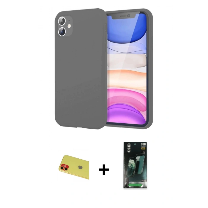 MARSİLYAN™- iPhone 11 Kılıf Kozmos Yansıma Özel Seri - Şeffaf 360 Full Body Arka Koruyucu + Rainbow Kamera Lens Koruma Cam - KI