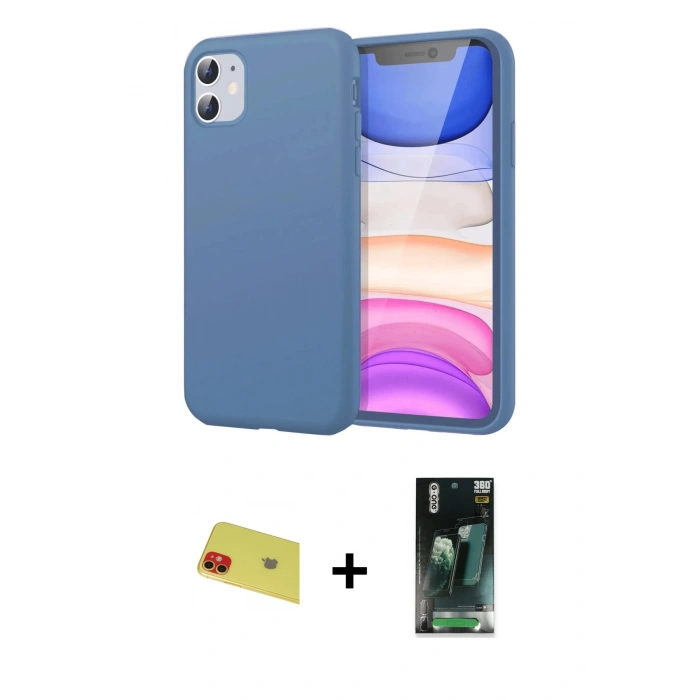 MARSİLYAN™- iPhone 11 Kılıf Kozmos Yansıma Özel Seri - Şeffaf 360 Full Body Arka Koruyucu + Rainbow Kamera Lens Koruma Cam - KI