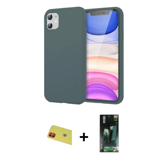 MARSİLYAN™- iPhone 11 Kılıf Kozmos Yansıma Özel Seri - Şeffaf 360 Full Body Arka Koruyucu + Rainbow Kamera Lens Koruma Cam - KI