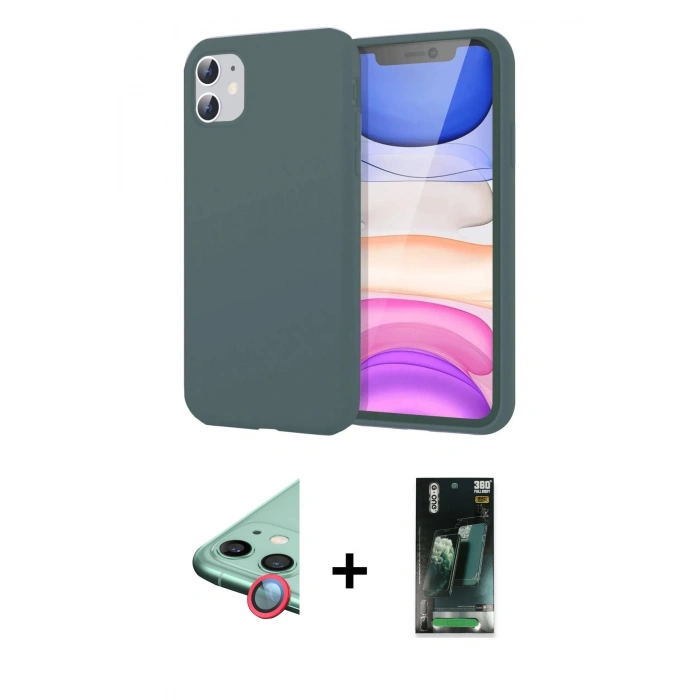 MARSİLYAN™- iPhone 11 Kılıf Kozmos Yansıma Özel Seri - Şeffaf 360 Full Body Arka Koruyucu + Raze Metal Kamera Lens - KI
