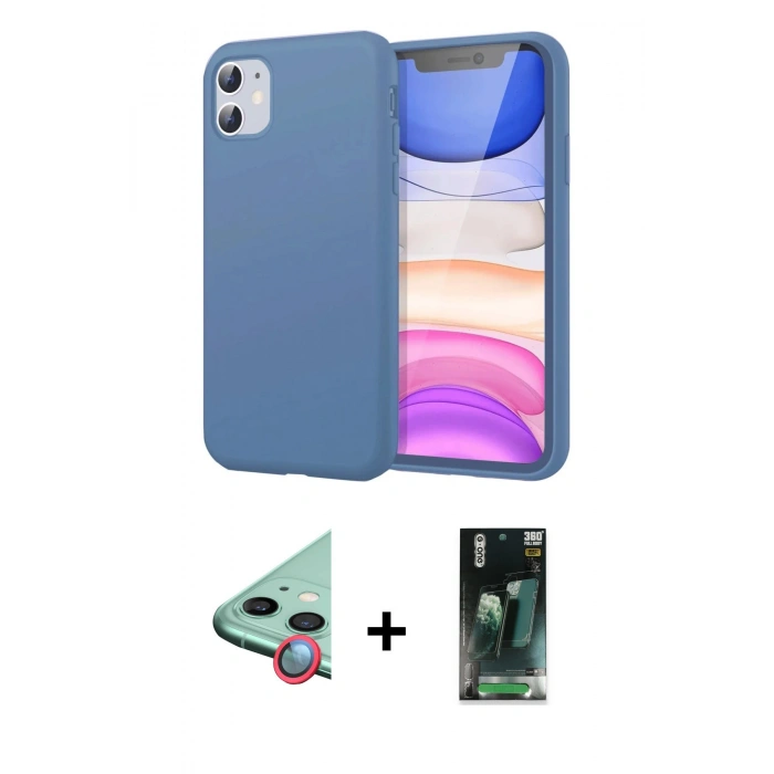 MARSİLYAN™- iPhone 11 Kılıf Kozmos Yansıma Özel Seri - Şeffaf 360 Full Body Arka Koruyucu + Raze Metal Kamera Lens - KI