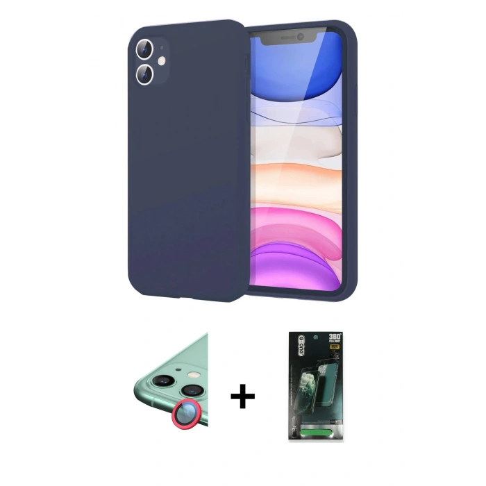 MARSİLYAN™- iPhone 11 Kılıf Kozmos Yansıma Özel Seri - Şeffaf 360 Full Body Arka Koruyucu + Raze Metal Kamera Lens - KI