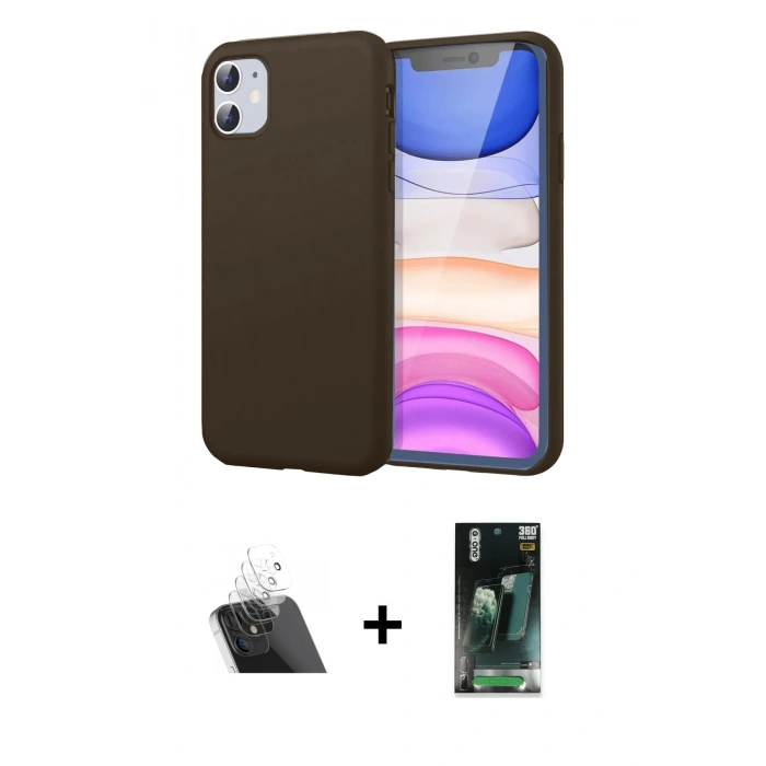 MARSİLYAN™- iPhone 11 Kılıf Kozmos Yansıma Özel Seri - Şeffaf 360 Full Body Arka Koruyucu + Kamera Lens Koruma Cam - SF