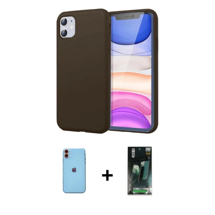 MARSİLYAN™- iPhone 11 Kılıf Kozmos Yansıma Özel Seri - Şeffaf 360 Full Body Arka Koruyucu + Neon Fosforlu Kamera Lens - TU