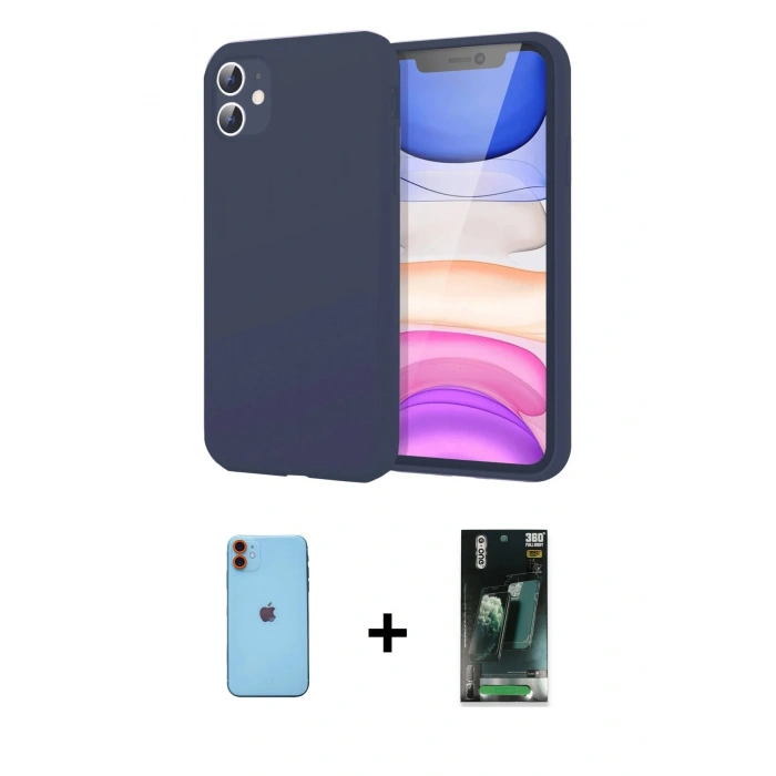MARSİLYAN™- iPhone 11 Kılıf Kozmos Yansıma Özel Seri - Şeffaf 360 Full Body Arka Koruyucu + Neon Fosforlu Kamera Lens - TU