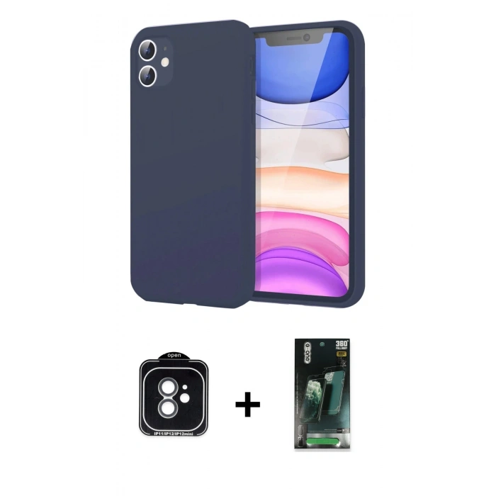 MARSİLYAN™- iPhone 11 Kılıf Kozmos Yansıma Özel Seri - Şeffaf 360 Full Body Arka Koruyucu + PVD Metal Kamera Lens - YL