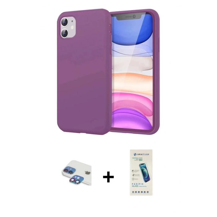 MARSİLYAN™- iPhone 11 Kılıf Kozmos Yansıma Özel Seri - Şeffaf Pasifik Cam Ekran Koruyucu + Pers Alüminyum Kamera Lens - GI