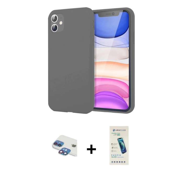MARSİLYAN™- iPhone 11 Kılıf Kozmos Yansıma Özel Seri - Şeffaf Pasifik Cam Ekran Koruyucu + Pers Alüminyum Kamera Lens - GI