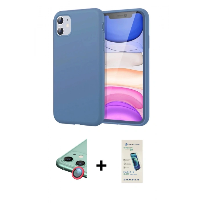MARSİLYAN™- iPhone 11 Kılıf Kozmos Yansıma Özel Seri - Şeffaf Pasifik Cam Ekran Koruyucu + Raze Metal Kamera Lens - KI