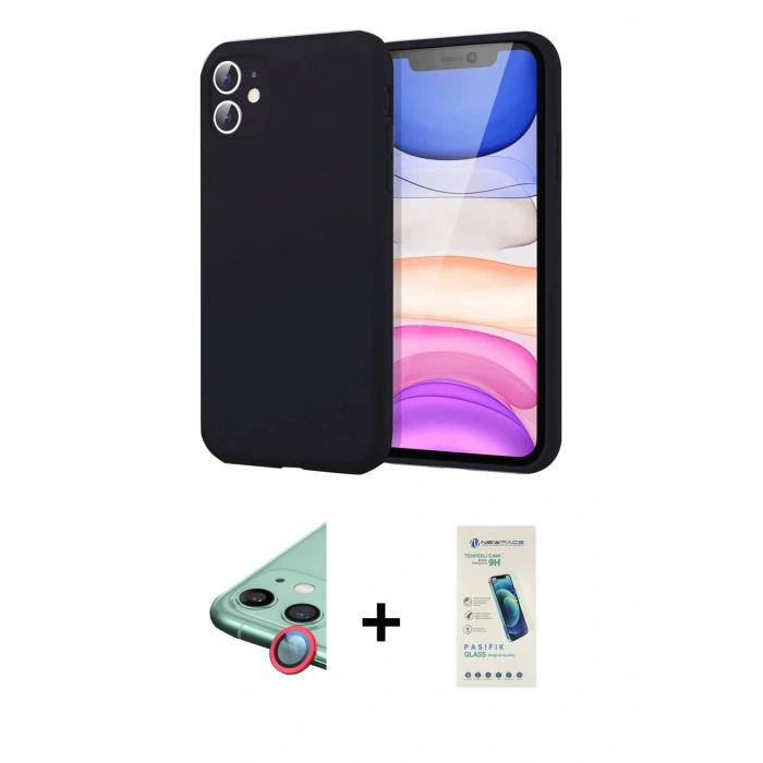 MARSİLYAN™- iPhone 11 Kılıf Kozmos Yansıma Özel Seri - Şeffaf Pasifik Cam Ekran Koruyucu + Raze Metal Kamera Lens - KI
