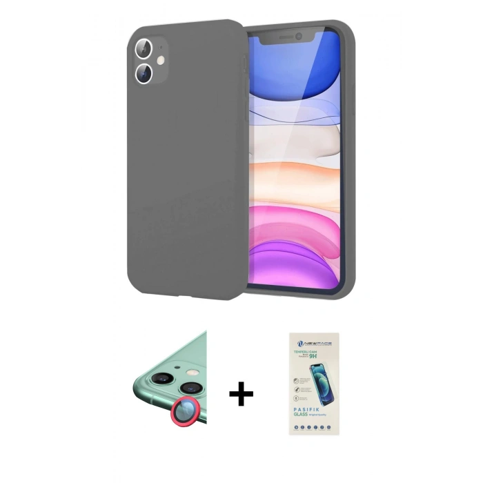MARSİLYAN™- iPhone 11 Kılıf Kozmos Yansıma Özel Seri - Şeffaf Pasifik Cam Ekran Koruyucu + Raze Metal Kamera Lens - KI