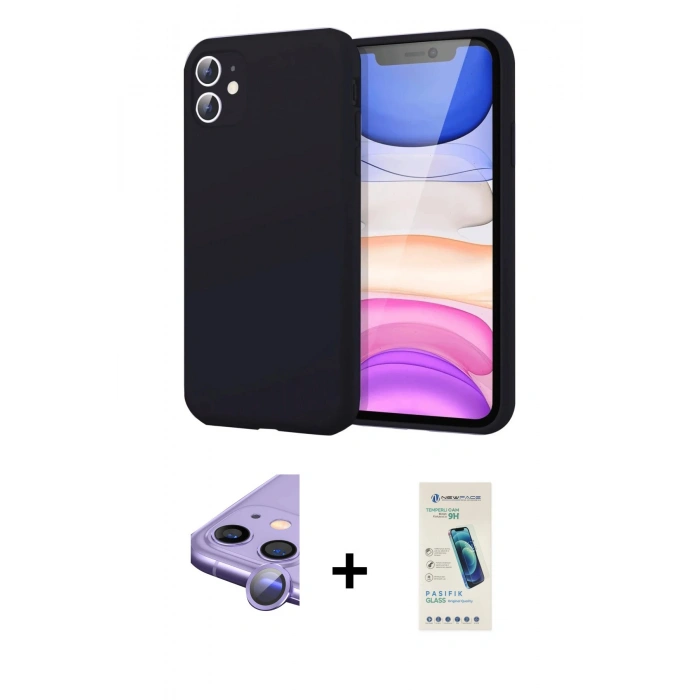 MARSİLYAN™- iPhone 11 Kılıf Kozmos Yansıma Özel Seri - Şeffaf Pasifik Cam Ekran Koruyucu + Raze Metal Kamera Lens - MR