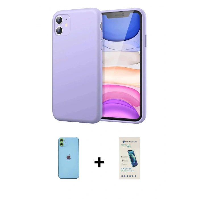 MARSİLYAN™- iPhone 11 Kılıf Kozmos Yansıma Özel Seri - Şeffaf Pasifik Cam Ekran Koruyucu + Neon Fosforlu Kamera Lens - YL