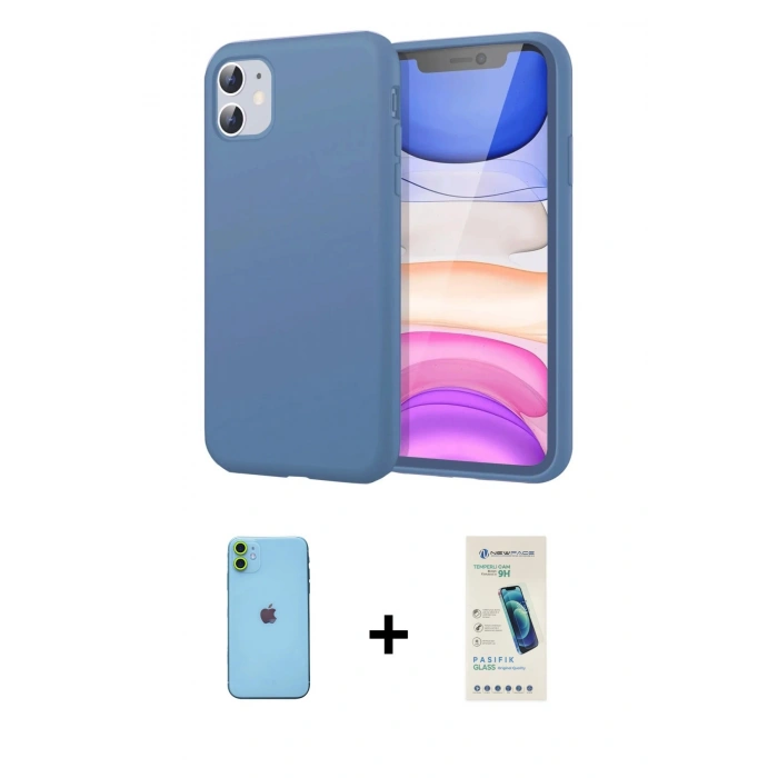 MARSİLYAN™- iPhone 11 Kılıf Kozmos Yansıma Özel Seri - Şeffaf Pasifik Cam Ekran Koruyucu + Neon Fosforlu Kamera Lens - YL