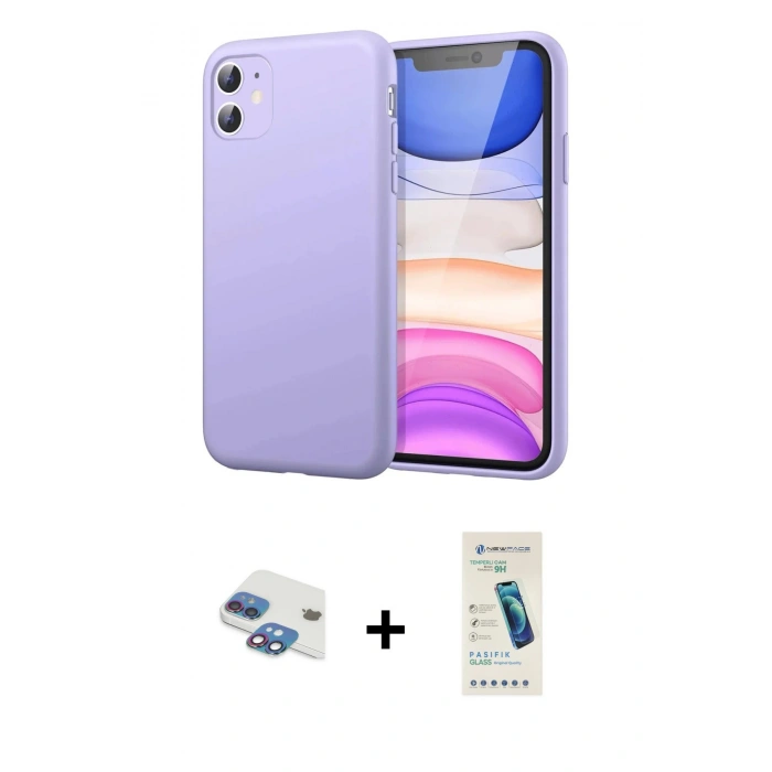 MARSİLYAN™- iPhone 11 Kılıf Kozmos Yansıma Özel Seri - Şeffaf Pasifik Cam Ekran Koruyucu + Pers Alüminyum Kamera Lens - GI