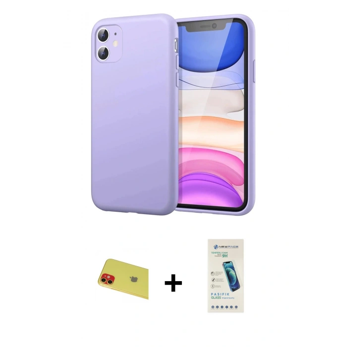 MARSİLYAN™- iPhone 11 Kılıf Kozmos Yansıma Özel Seri - Şeffaf Pasifik Cam Ekran Koruyucu + Rainbow Kamera Lens Koruma Cam - KI