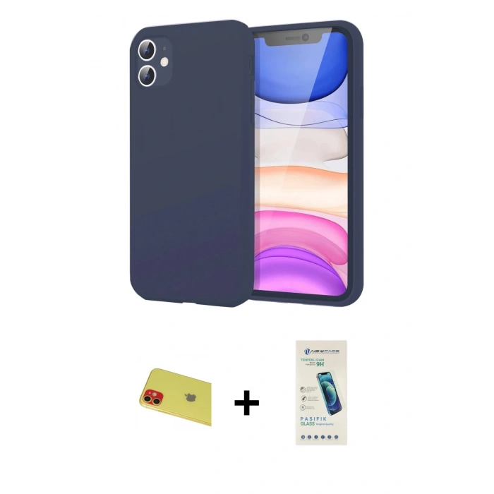 MARSİLYAN™- iPhone 11 Kılıf Kozmos Yansıma Özel Seri - Şeffaf Pasifik Cam Ekran Koruyucu + Rainbow Kamera Lens Koruma Cam - KI