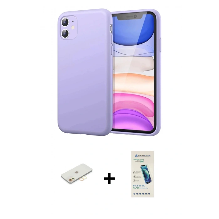 MARSİLYAN™- iPhone 11 Kılıf Kozmos Yansıma Özel Seri - Şeffaf Pasifik Cam Ekran Koruyucu + Renkli Kamera Lens Koruma Cam - SI