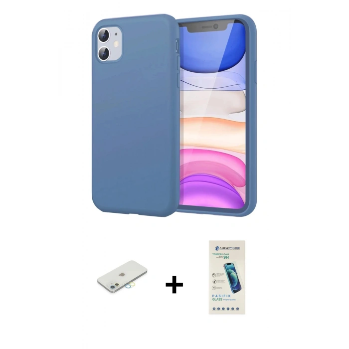 MARSİLYAN™- iPhone 11 Kılıf Kozmos Yansıma Özel Seri - Şeffaf Pasifik Cam Ekran Koruyucu + Renkli Kamera Lens Koruma Cam - SI