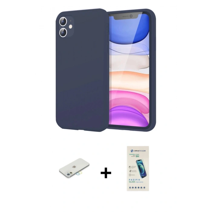 MARSİLYAN™- iPhone 11 Kılıf Kozmos Yansıma Özel Seri - Şeffaf Pasifik Cam Ekran Koruyucu + Renkli Kamera Lens Koruma Cam - SI