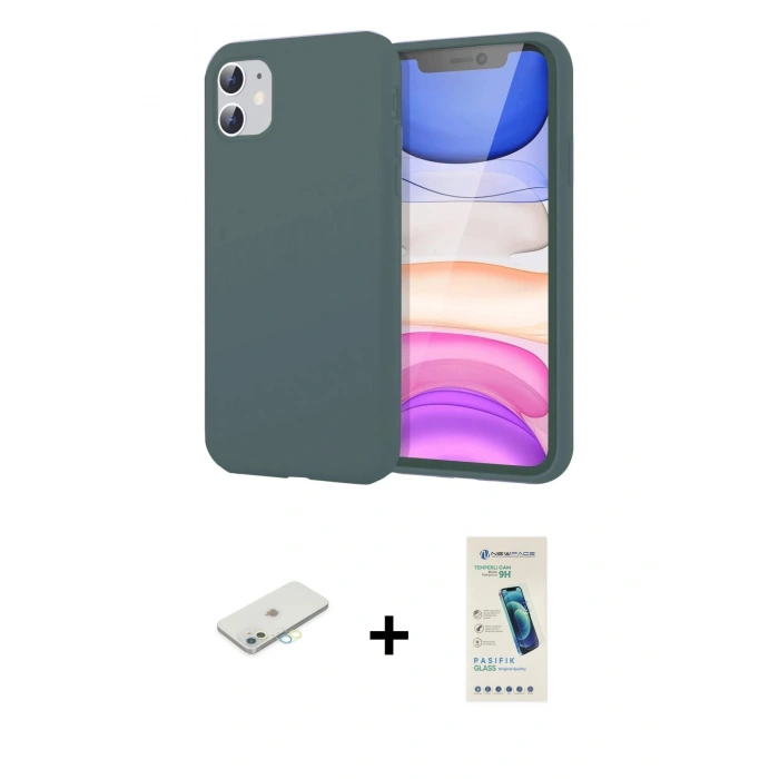 MARSİLYAN™- iPhone 11 Kılıf Kozmos Yansıma Özel Seri - Şeffaf Pasifik Cam Ekran Koruyucu + Renkli Kamera Lens Koruma Cam - SI