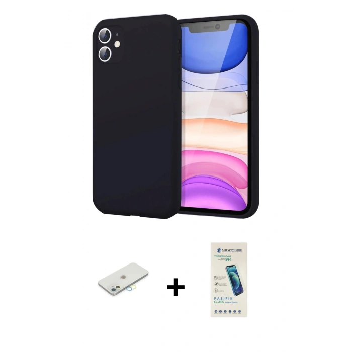 MARSİLYAN™- iPhone 11 Kılıf Kozmos Yansıma Özel Seri - Şeffaf Pasifik Cam Ekran Koruyucu + Renkli Kamera Lens Koruma Cam - SI
