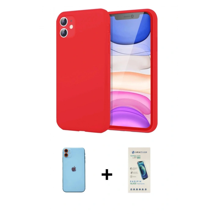 MARSİLYAN™- iPhone 11 Kılıf Kozmos Yansıma Özel Seri - Şeffaf Pasifik Cam Ekran Koruyucu + Neon Fosforlu Kamera Lens - TU