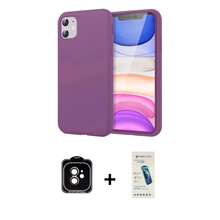 MARSİLYAN™- iPhone 11 Kılıf Kozmos Yansıma Özel Seri - Şeffaf Pasifik Cam Ekran Koruyucu + PVD Metal Kamera Lens - TU
