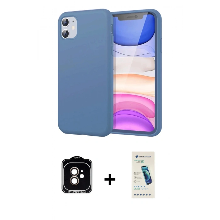 MARSİLYAN™- iPhone 11 Kılıf Kozmos Yansıma Özel Seri - Şeffaf Pasifik Cam Ekran Koruyucu + PVD Metal Kamera Lens - TU