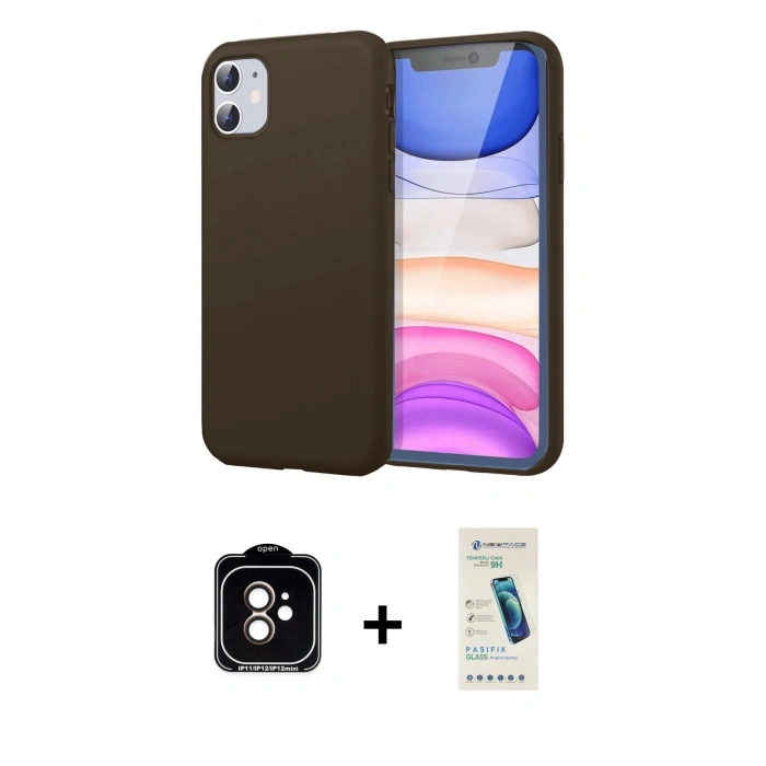 MARSİLYAN™- iPhone 11 Kılıf Kozmos Yansıma Özel Seri - Şeffaf Pasifik Cam Ekran Koruyucu + PVD Metal Kamera Lens - TU