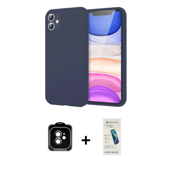 MARSİLYAN™- iPhone 11 Kılıf Kozmos Yansıma Özel Seri - Şeffaf Pasifik Cam Ekran Koruyucu + PVD Metal Kamera Lens - TU