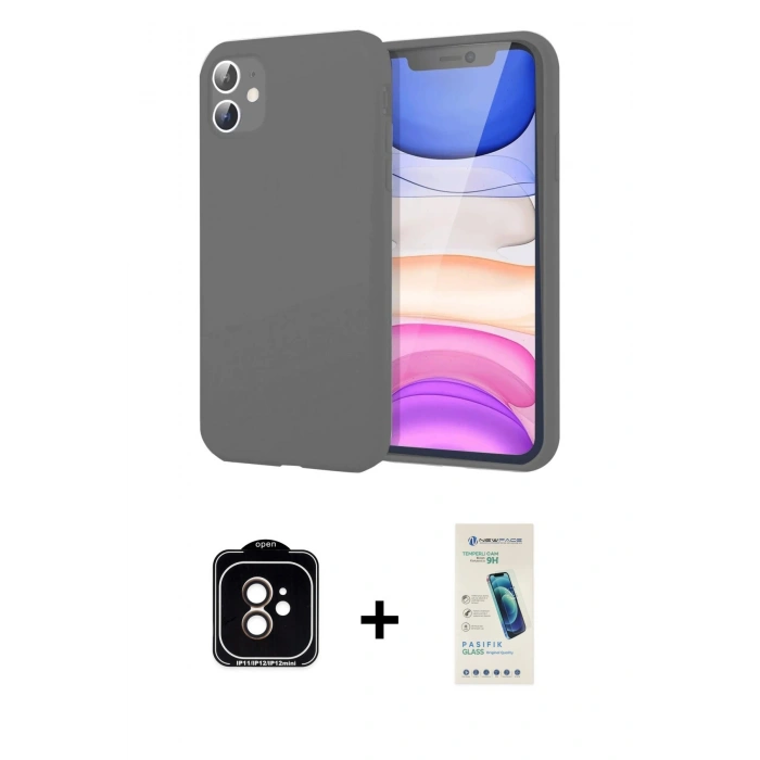 MARSİLYAN™- iPhone 11 Kılıf Kozmos Yansıma Özel Seri - Şeffaf Pasifik Cam Ekran Koruyucu + PVD Metal Kamera Lens - TU