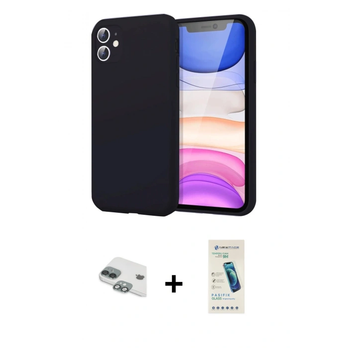 MARSİLYAN™- iPhone 11 Kılıf Kozmos Yansıma Özel Seri - Şeffaf Pasifik Cam Ekran Koruyucu + Pers Alüminyum Kamera Lens - YL