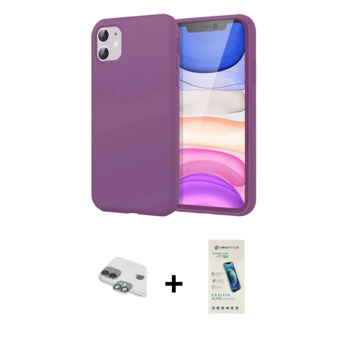 MARSİLYAN™- iPhone 11 Kılıf Kozmos Yansıma Özel Seri - Şeffaf Pasifik Cam Ekran Koruyucu + Pers Alüminyum Kamera Lens - YL