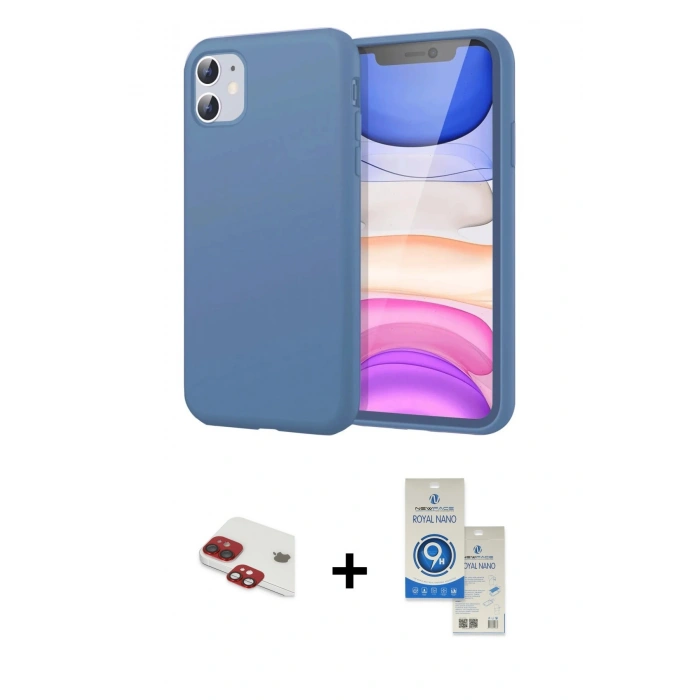 MARSİLYAN™- iPhone 11 Kılıf Kozmos Yansıma Özel Seri - Şeffaf Royal Nano Ekran Koruyucu + Pers Alüminyum Kamera Lens - KI