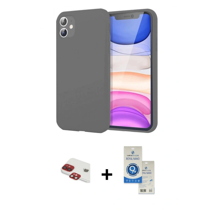 MARSİLYAN™- iPhone 11 Kılıf Kozmos Yansıma Özel Seri - Şeffaf Royal Nano Ekran Koruyucu + Pers Alüminyum Kamera Lens - KI