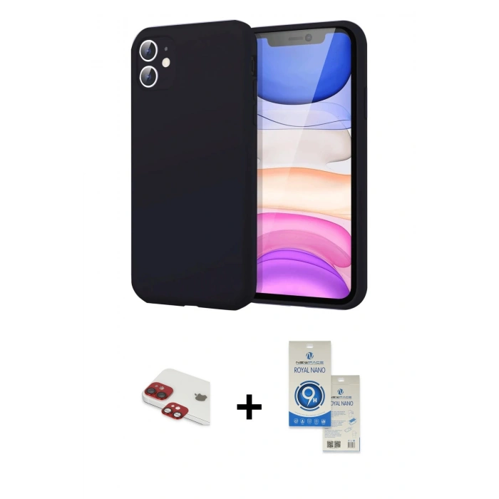 MARSİLYAN™- iPhone 11 Kılıf Kozmos Yansıma Özel Seri - Şeffaf Royal Nano Ekran Koruyucu + Pers Alüminyum Kamera Lens - KI
