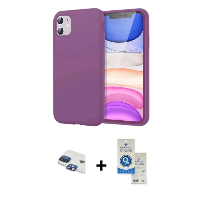 MARSİLYAN™- iPhone 11 Kılıf Kozmos Yansıma Özel Seri - Şeffaf Royal Nano Ekran Koruyucu + Pers Alüminyum Kamera Lens - LT