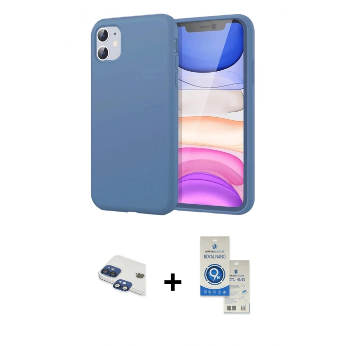 MARSİLYAN™- iPhone 11 Kılıf Kozmos Yansıma Özel Seri - Şeffaf Royal Nano Ekran Koruyucu + Pers Alüminyum Kamera Lens - LT