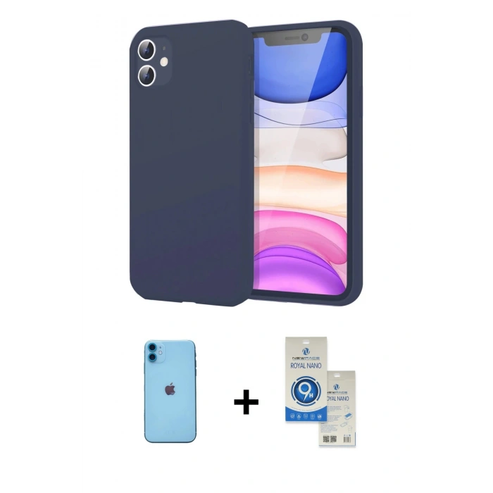 MARSİLYAN™- iPhone 11 Kılıf Kozmos Yansıma Özel Seri - Şeffaf Royal Nano Ekran Koruyucu + Neon Fosforlu Kamera Lens - MI