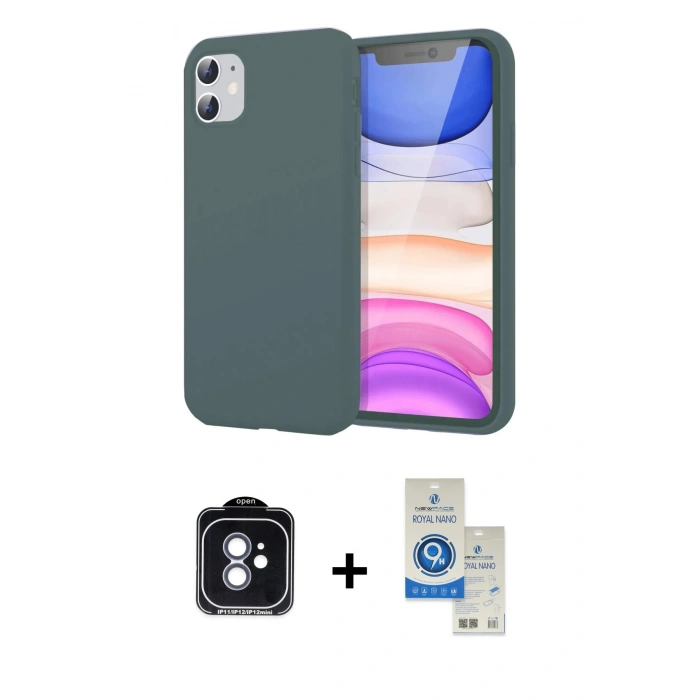 MARSİLYAN™- iPhone 11 Kılıf Kozmos Yansıma Özel Seri - Şeffaf Royal Nano Ekran Koruyucu + PVD Metal Kamera Lens - MI