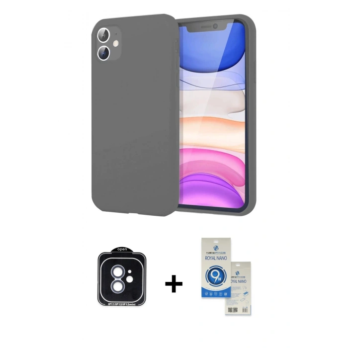 MARSİLYAN™- iPhone 11 Kılıf Kozmos Yansıma Özel Seri - Şeffaf Royal Nano Ekran Koruyucu + PVD Metal Kamera Lens - MI